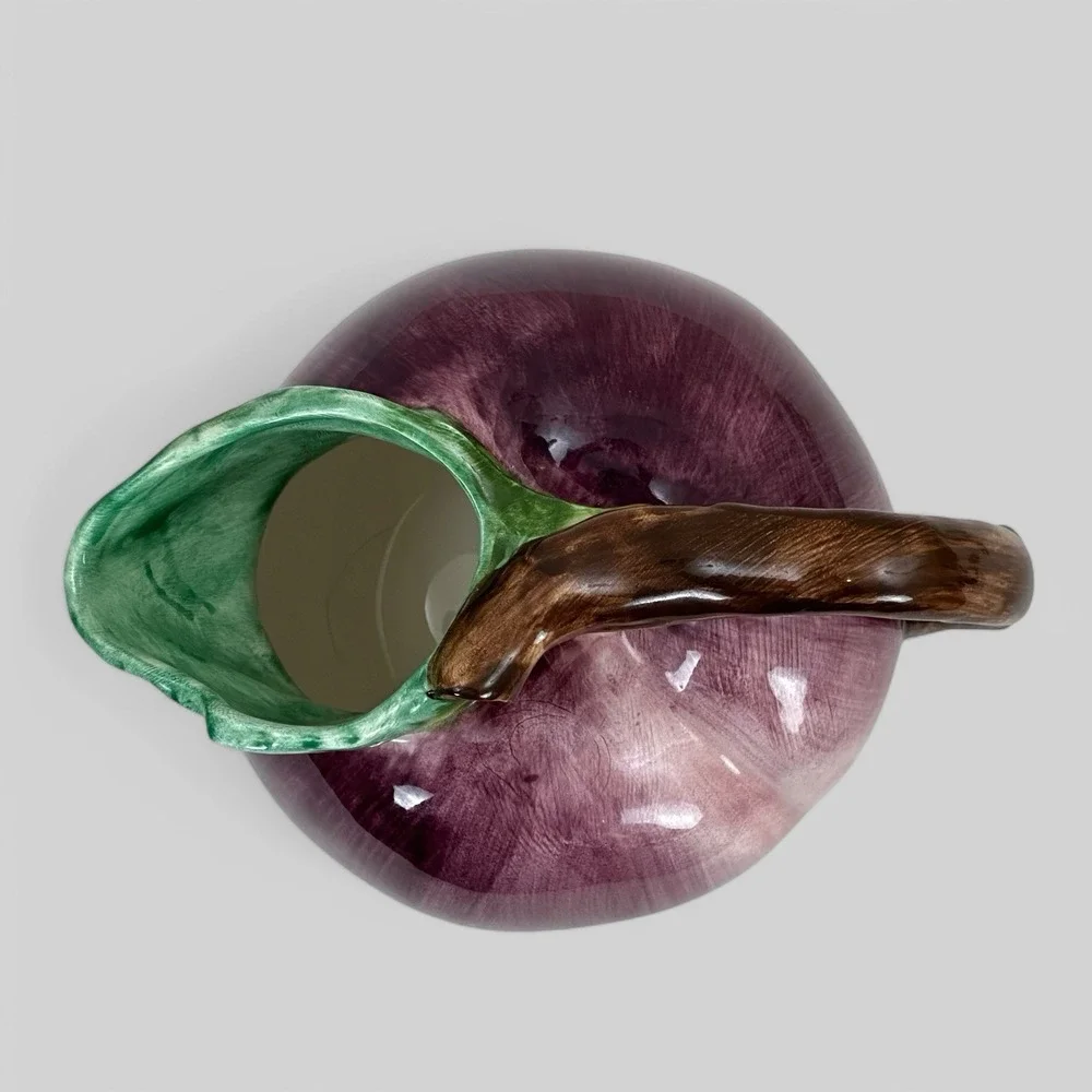 Pottery Barn JAPAN Figural PLUM‎ Juice Pitcher w Label 6.5 inches Tall Purple
